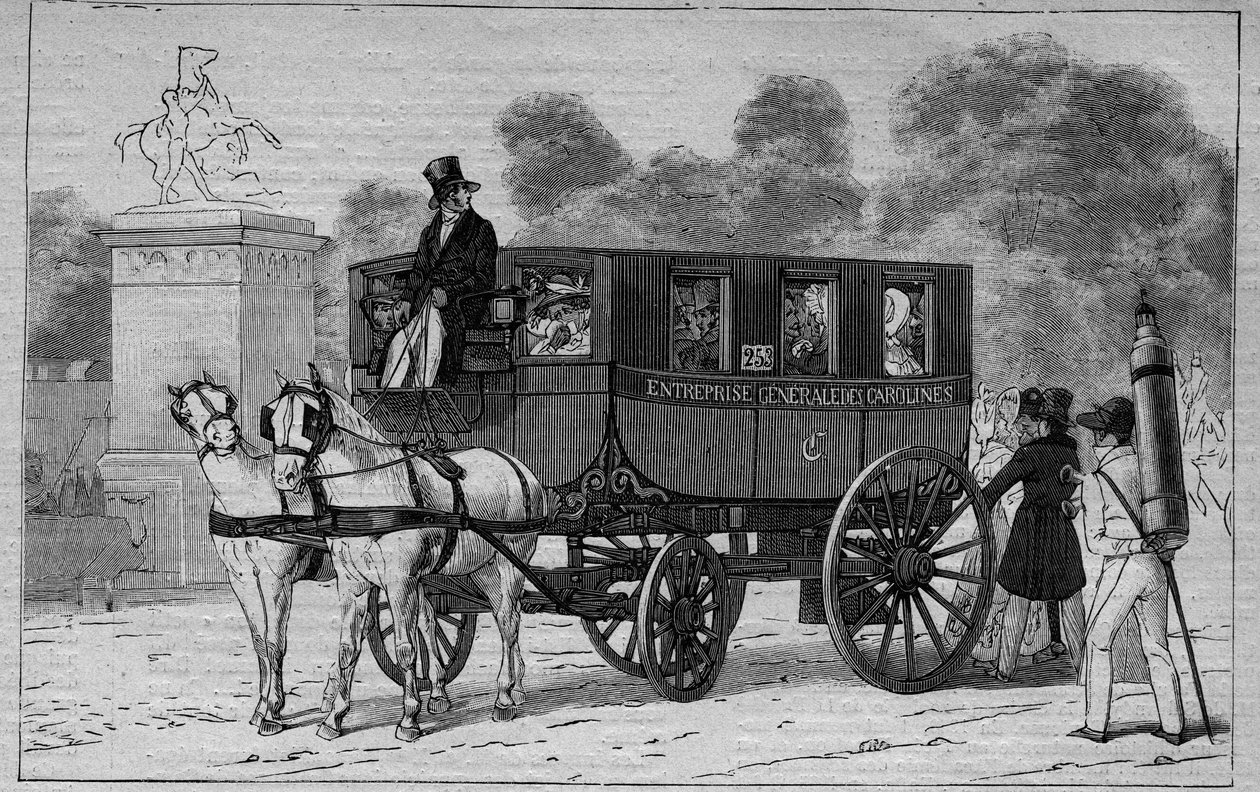 Les Omnibus de Paris, no século XIX: Caroline - gravura a partir de 1892 de Unknown artist