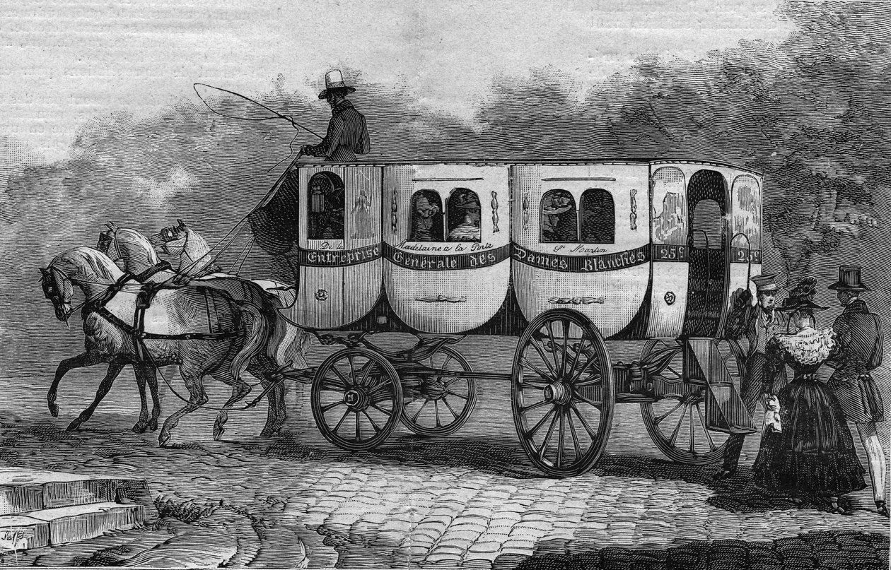Les Omnibus de Paris in the 19th century: la dame blanche - gravura a partir de 1892 de Unknown artist