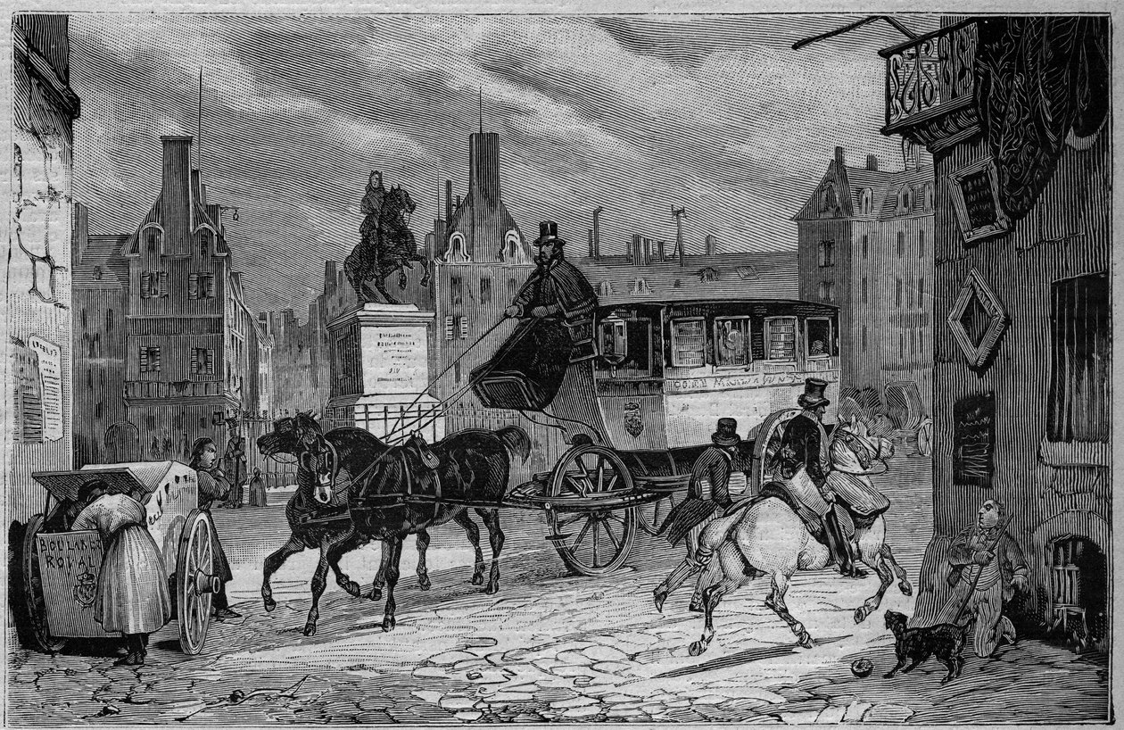 Les Omnibus de Paris no século XIX: o trycicle - gravura a partir de 1892 de Unknown artist