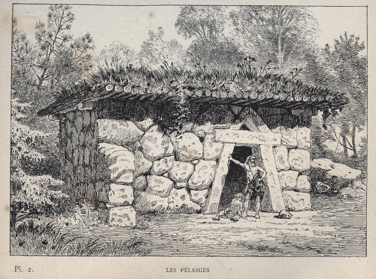Les Pelasges (Pelasgians) - gravura de 1889 em "Histoire de habitation humaine à l