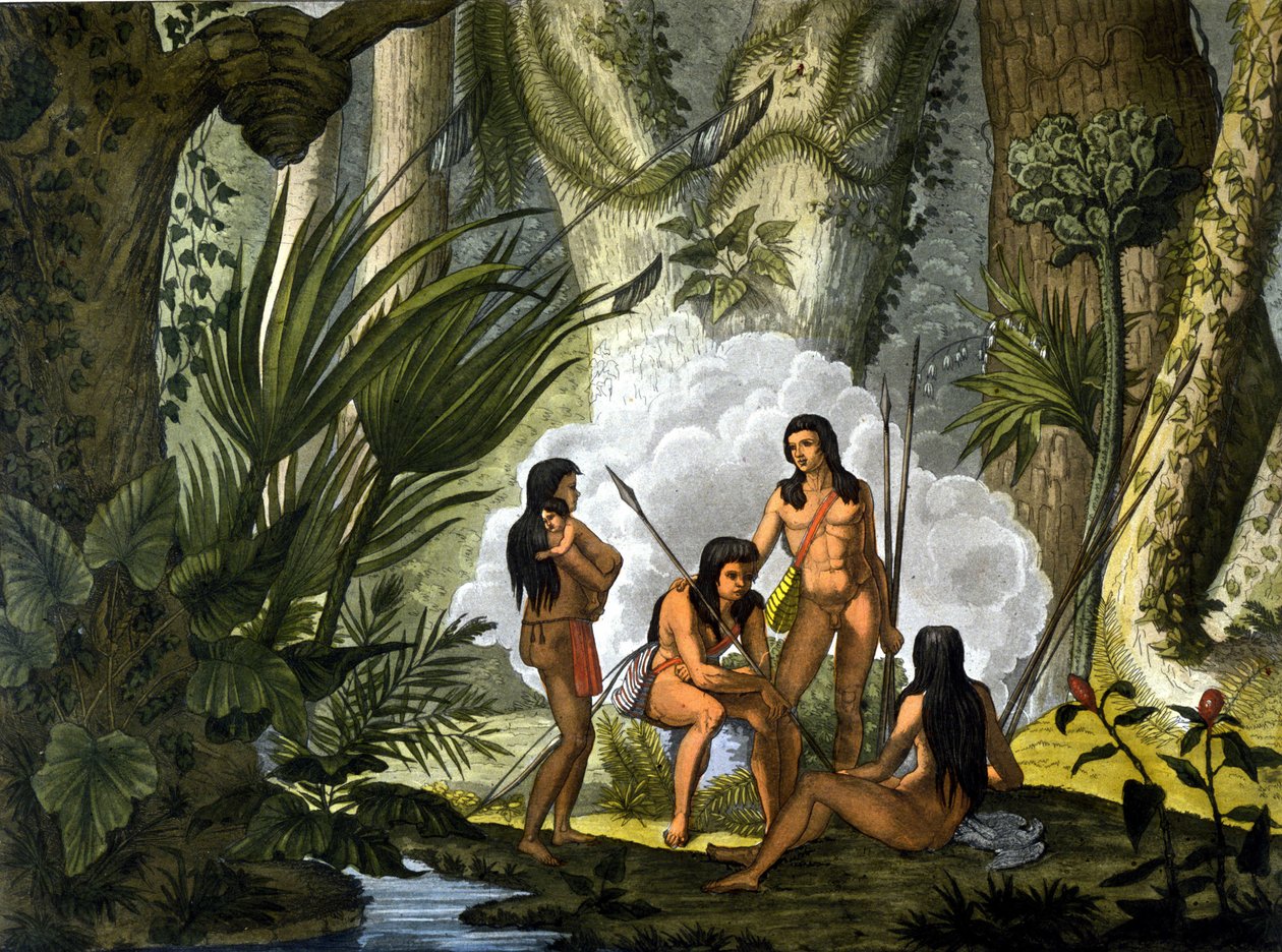 Les camacans, indians du Brazil - in "Le costume ancien et moderne" de Ferrario, ed. Milão de Unknown artist