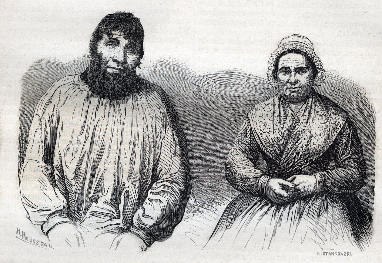 Les epoux Dumollard (Martin Dumollard (1810-1862) e sua esposa cúmplice Marie Anne (Marie-Anne) Martinet (1814-1875) Gravura do século XIX de Unknown artist