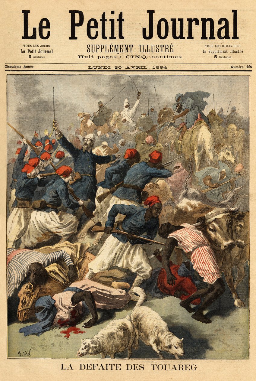Tenente-Coronel Joseph Joffre (1852-1931), comandante das forças francesas no Sudão (Sudão francês, actual Mali), apresentou em 23 de Março de 1894, as tribos tuaregue "Tengereguif" entre os lagos de Goro e Fati - Tenente-Coronel Joseph Joffre de Unknown artist