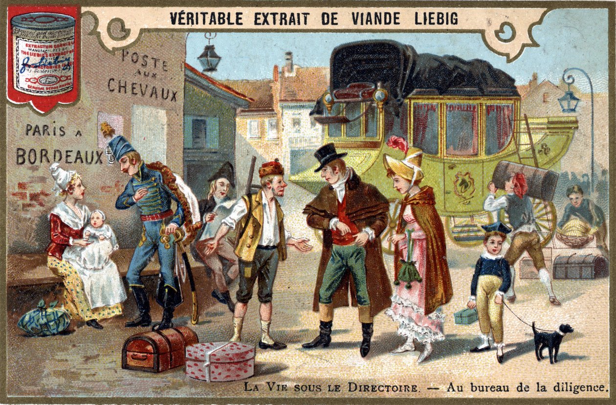 Vida sob o Conselho Executivo: no Gabinete de Diligência. Cromolitografia, imagem de Liebig. de Unknown artist