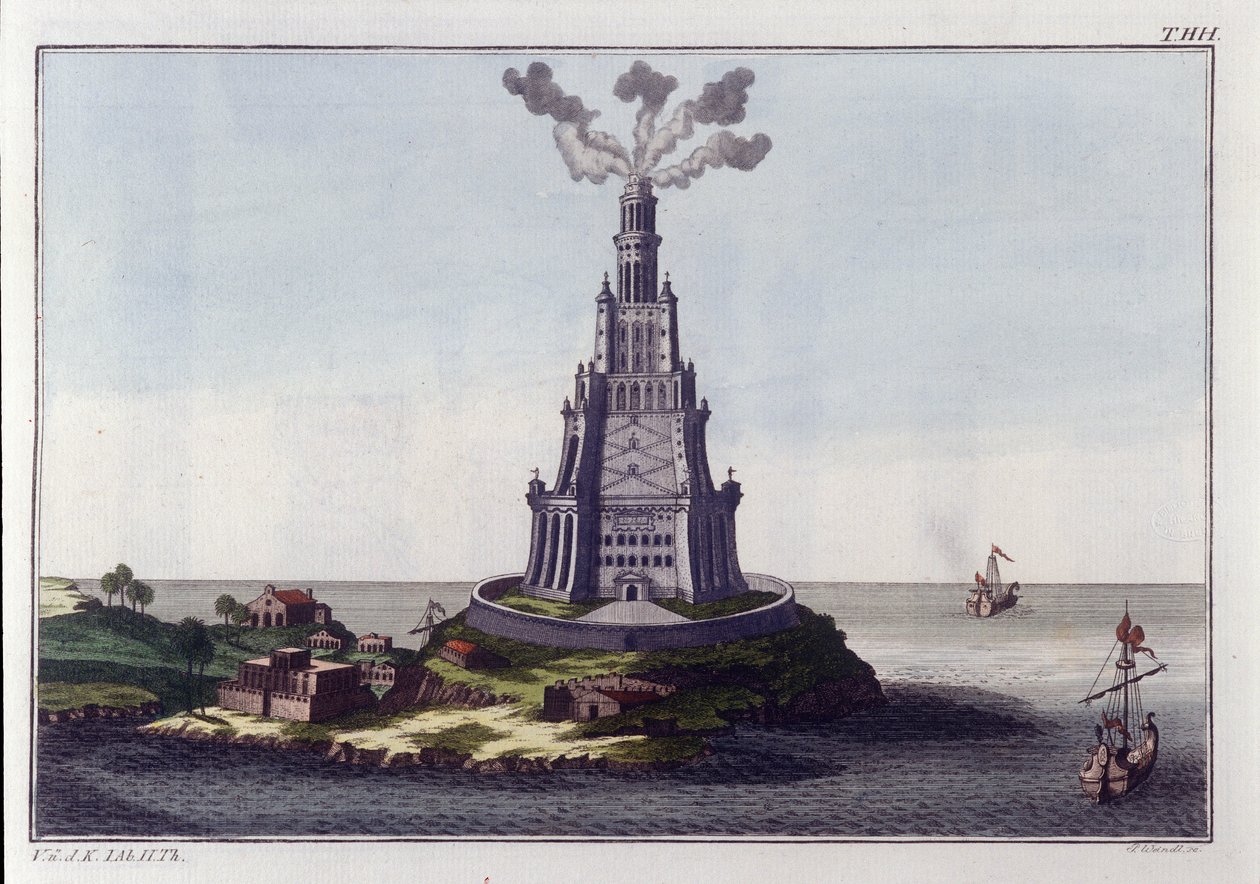 Farol de Alexandria. Gravura do início do século XIX. de Unknown artist