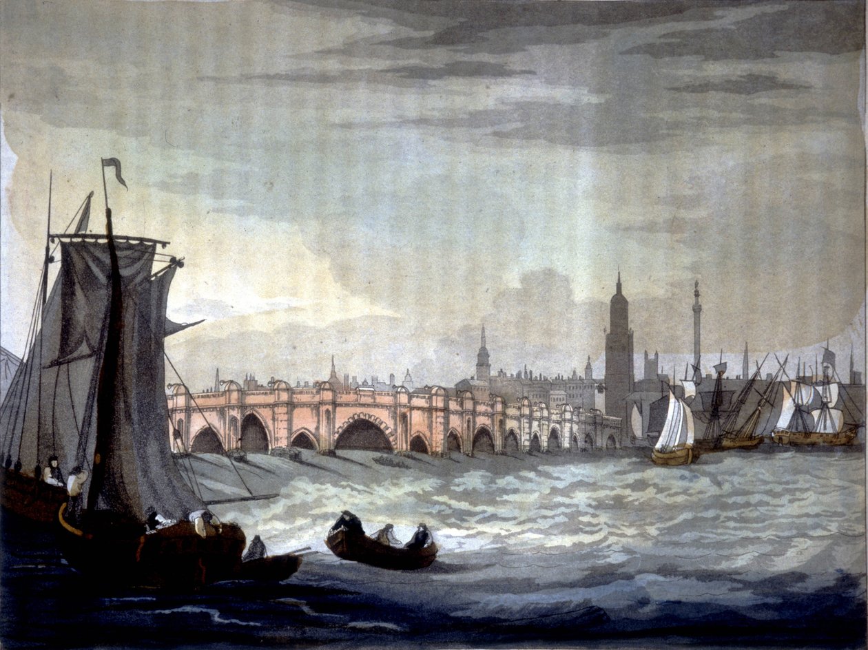 Ponte de Londres e Catedral de Southwark, Inglaterra. de Unknown artist
