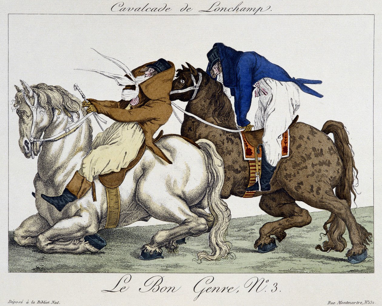 Cavalgada de Longchamps - caricatura, deb. Século XIX de Unknown artist