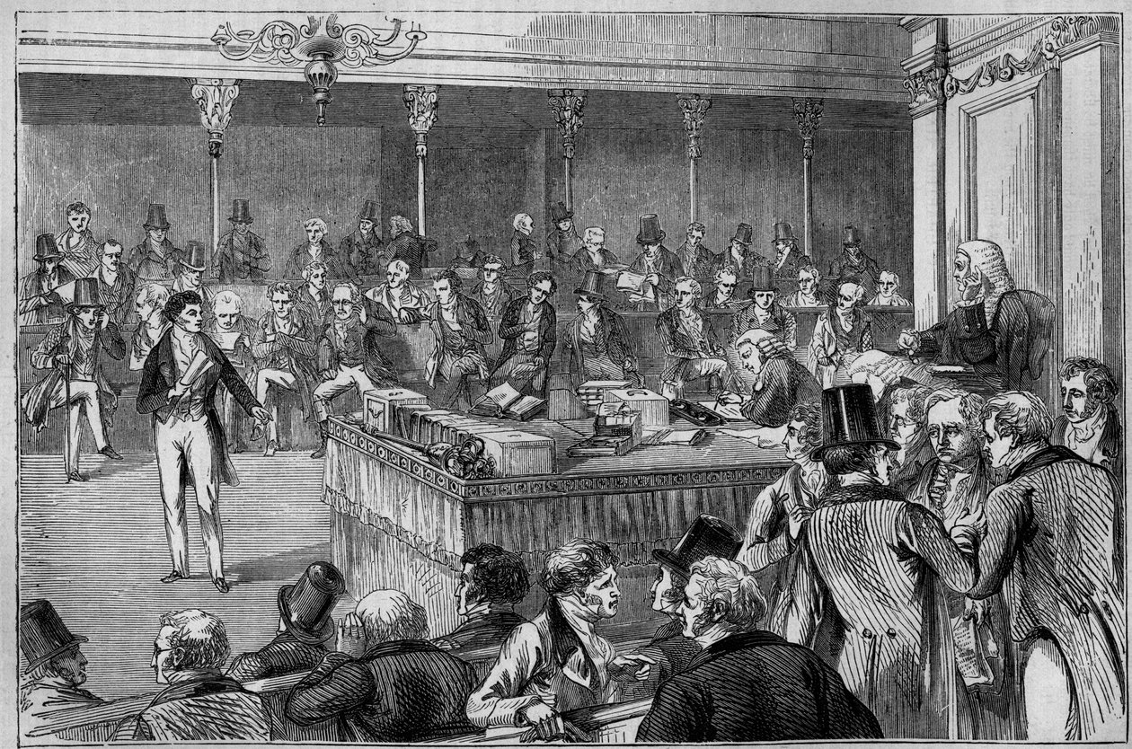 Lord John Russell (1792-1878) introduzindo a Lei de Reforma (Reform Act) na Câmara dos Lordes de 1832 (gravura) de Unknown artist