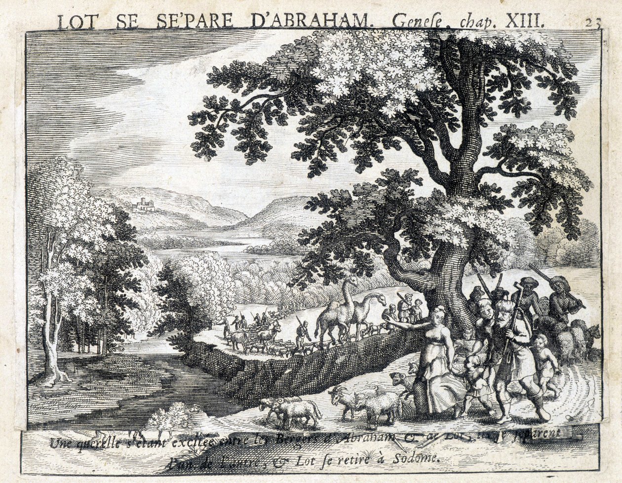 Loth separa de Abraão - Bíblia, gravura de Unknown artist
