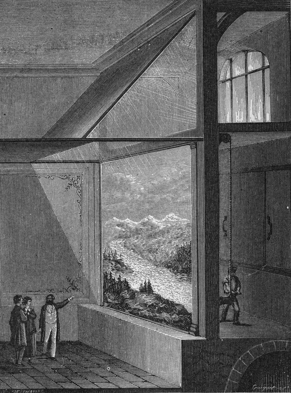 Louis Daguerre realizou uma demonstração do diorama e do modo de mudança da pintura de Unknown artist