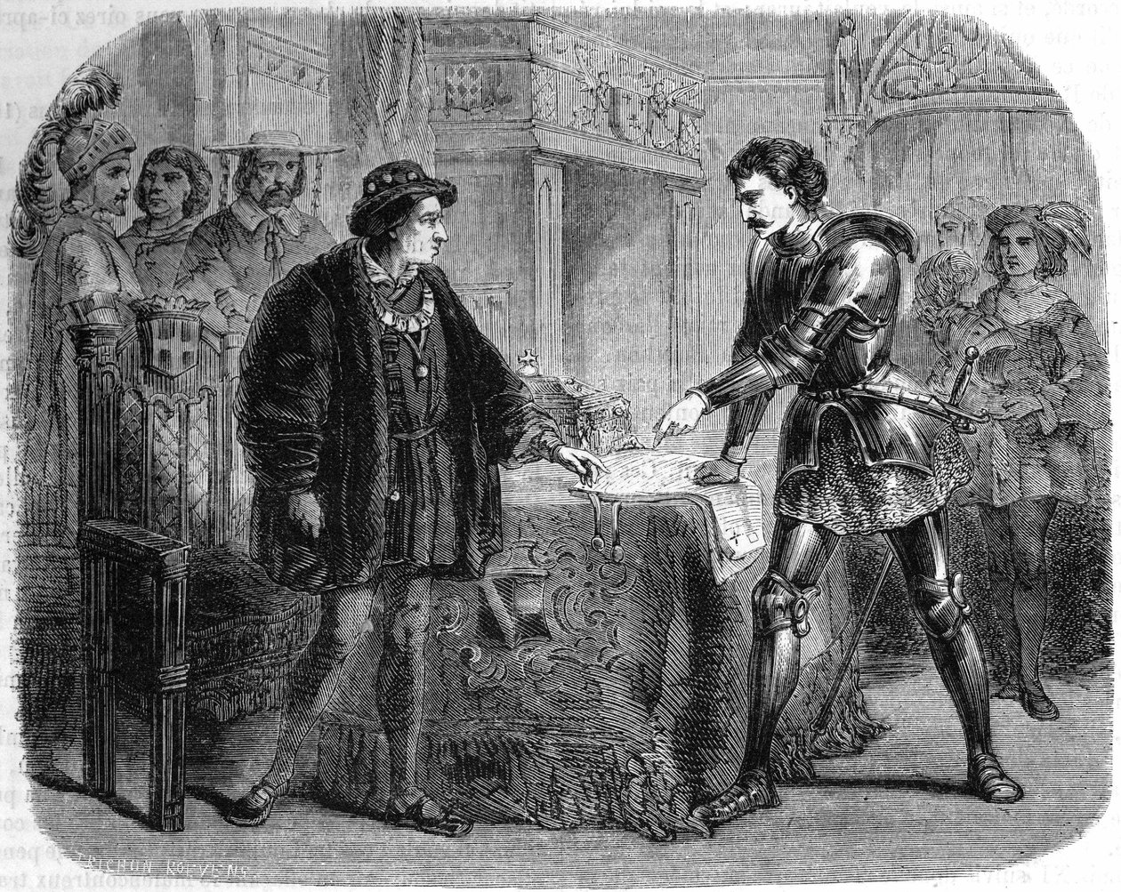 Louis XI e Charles the Temeraire em Peronne (Itália), outubro de 1468. de Unknown artist