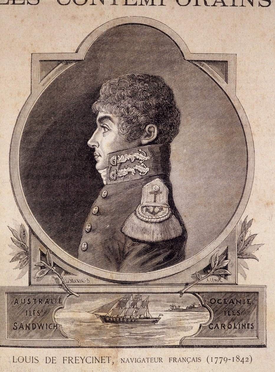 Louis de Freycinet, navegador francês (1779 - 1842) - em "Les Contemporains", n.d. final do século XIX. de Unknown artist
