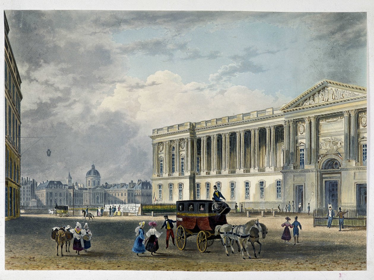 Louvre - Fachada leste, na parte de trás da cúpula - século 19 de Unknown artist