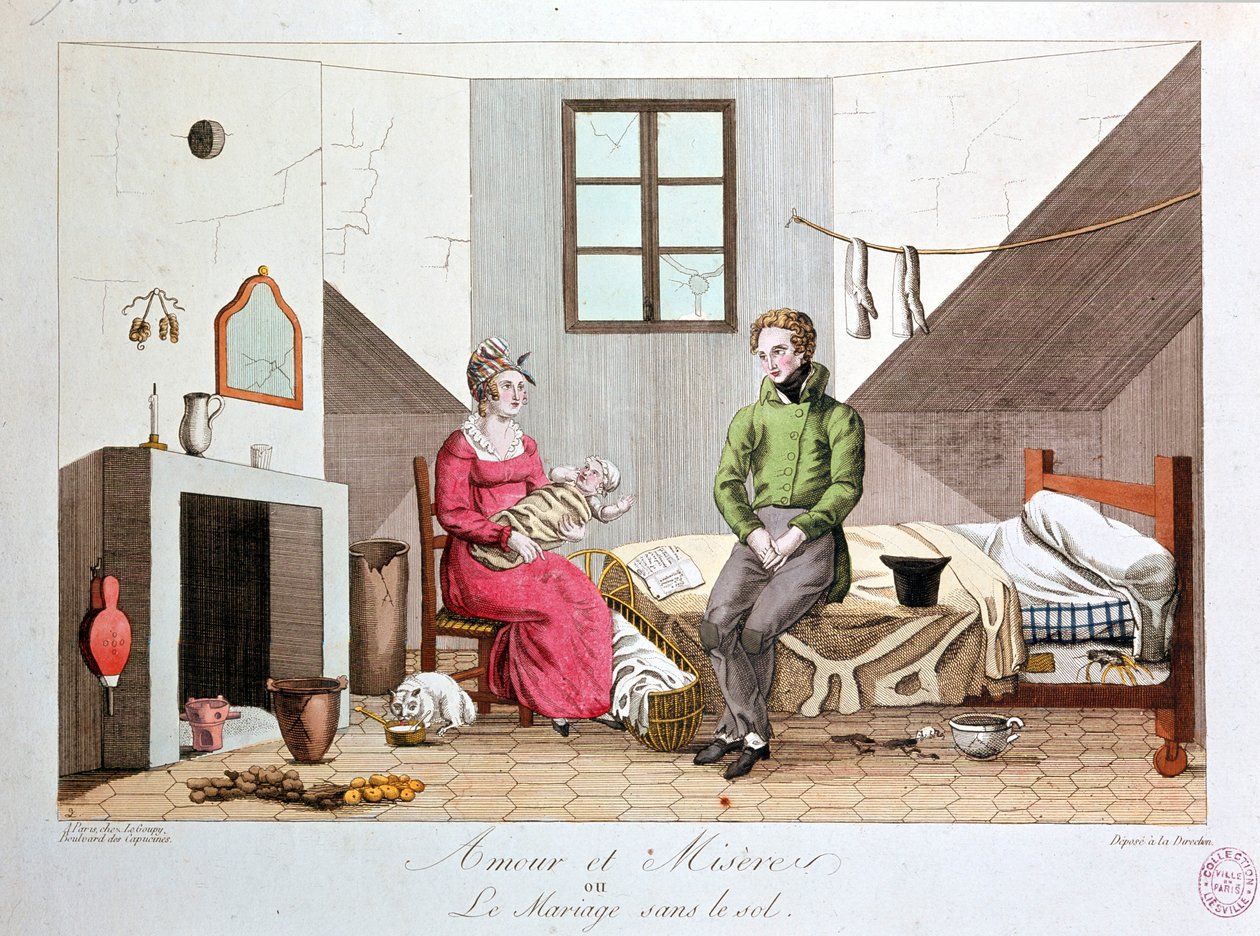 Amor e miséria ou casamento sem solo, casa pobre, início do século XIX de Unknown artist
