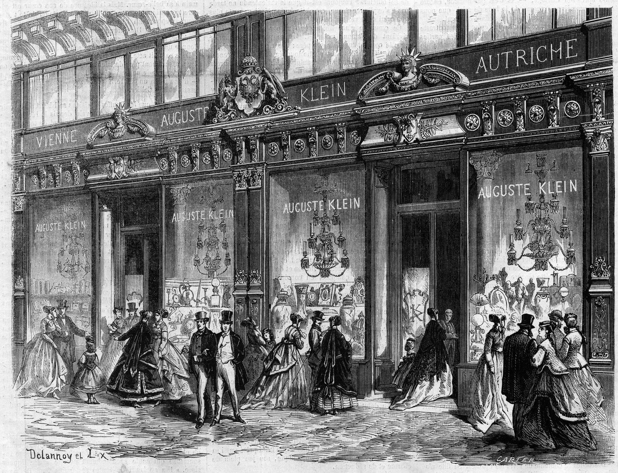 Luxo em Paris: Abertura da loja do Auguste Klein Boulevard des Capucines. Gravura em "O Universo Ilustrado". de Unknown artist