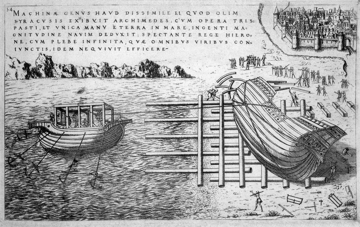 Máquina para lançamento de navios no século XVI - ed. 1578 de Unknown artist