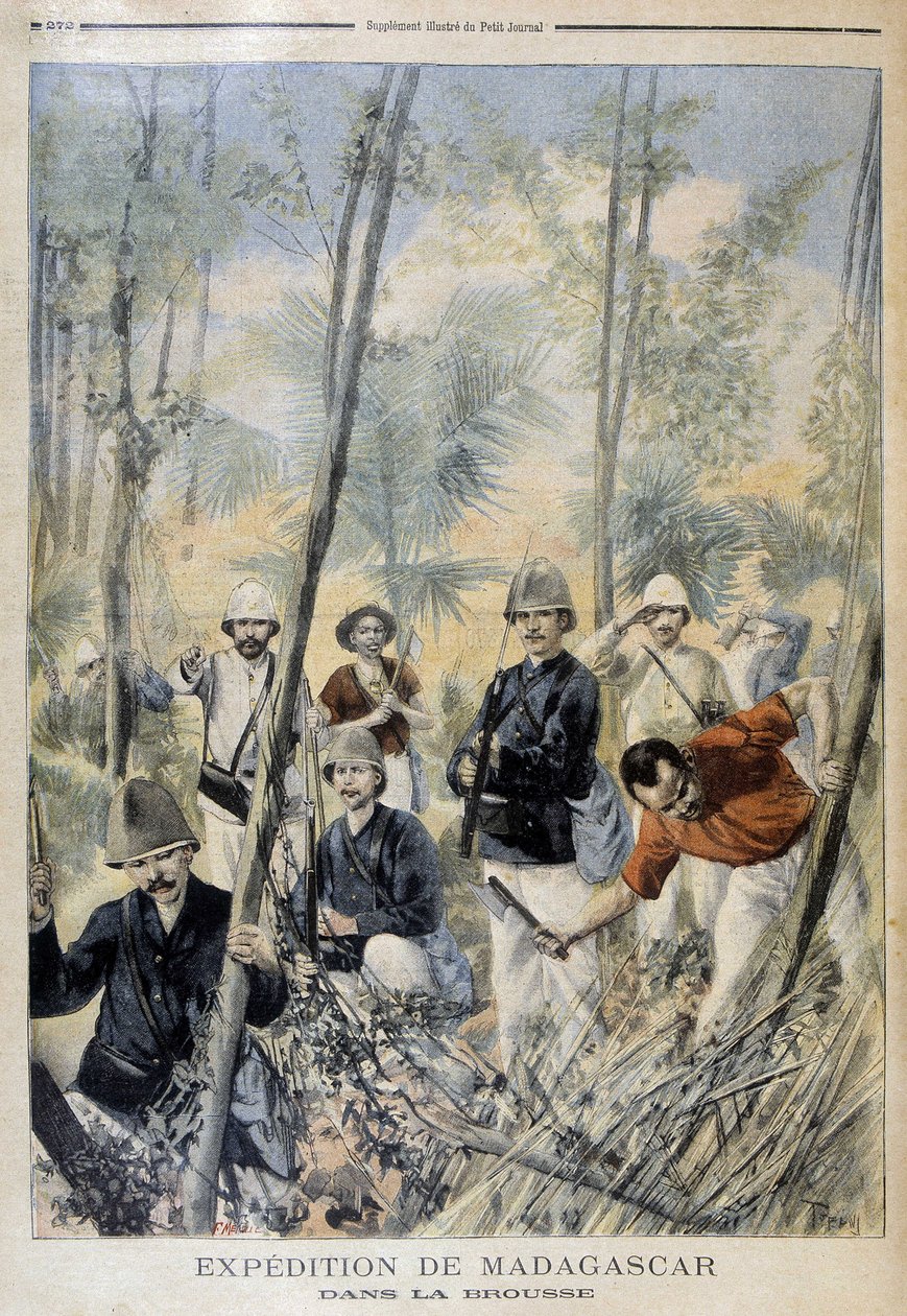Expedição de Madagascar: no mato - no "Le Petity Journal", agosto de 1895 de Unknown artist