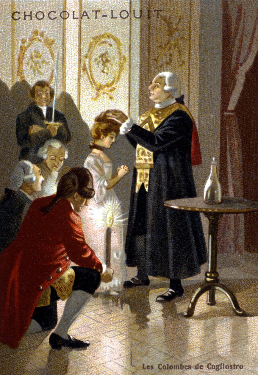 Sessão mágica de Giuseppe Balsamo, conhecido como Alexandre, Conde de Cagliostro (1743 - 1795). cromolitógrafo do final do século XIX... de Unknown artist
