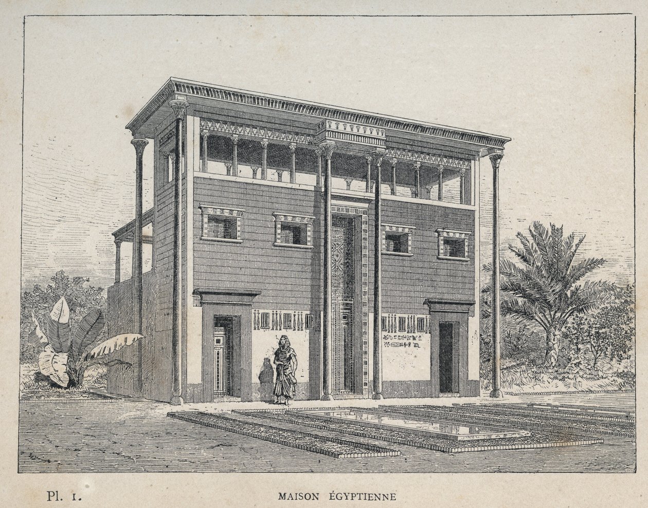 Casa Egípcia - gravura de 1889 em "Histoire de habitation humaine à l
