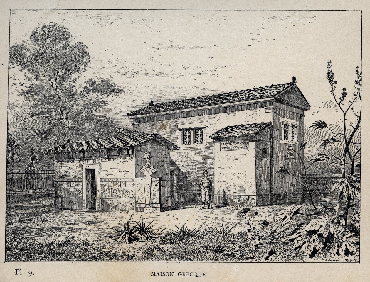 Maison Grecque (casa grega) - gravura de 1889 em "Histoire de habitation humaine à l