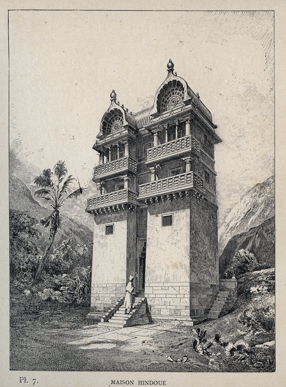 Maison Hindu (Casa Hindu) - gravura de 1889 em "Histoire de habitation humaine à l