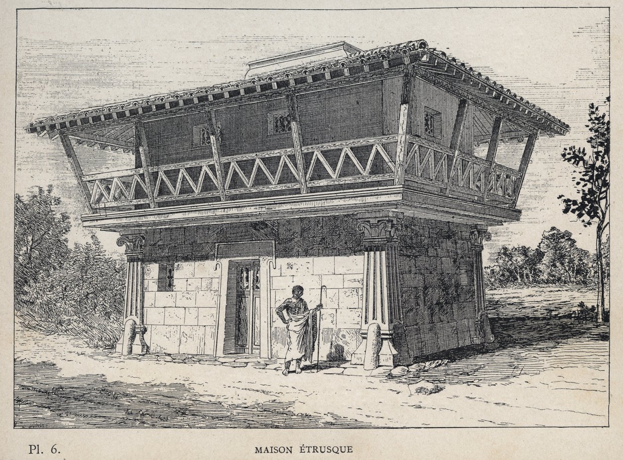 Casa Etrusca - gravura de 1889 em "Histoire de habitation humaine à l