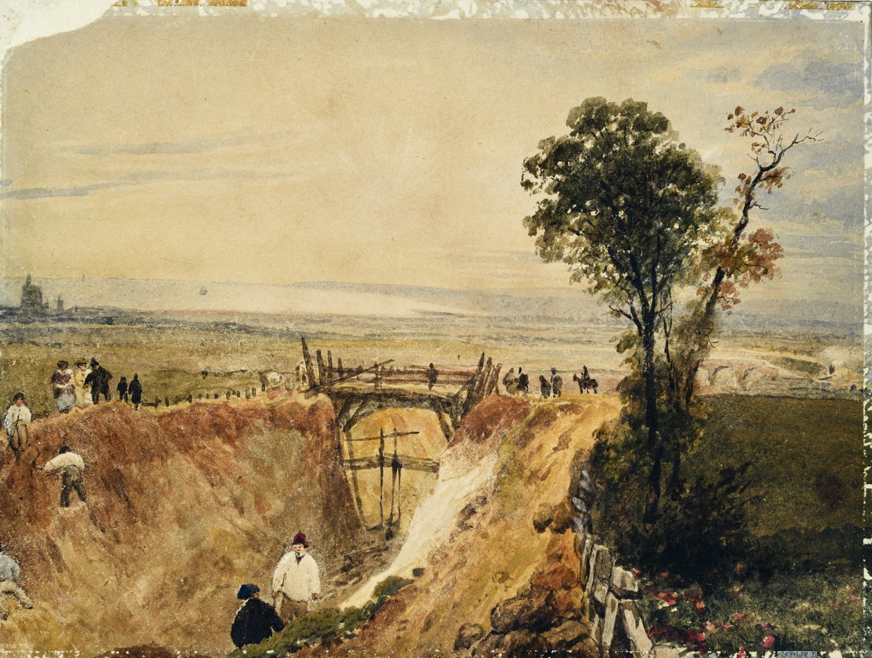 Making the Shoreham Railroad, c.1840 (aguarela sobre papel) de Unknown artist
