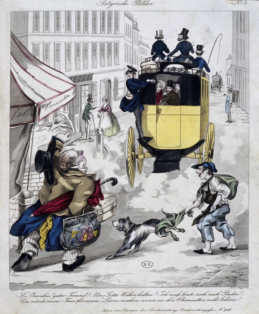 O homem não tem o Omnibus. Desenho animado feito por volta de 1840. de Unknown artist