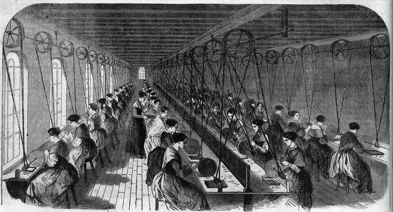 Fabricação de caneta cementee: trabalhadores em uma oficina de impressão em uma fábrica de Birmingham em "Le Journal Illustrous". de Unknown artist