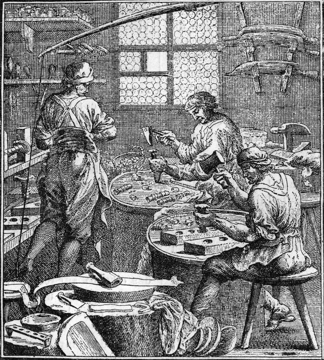 Fabricação de costura no século XVIII. de Unknown artist