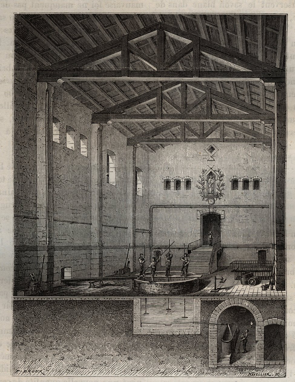 Fabricação de sabão - A Indústria de Sabão - Operação da liquidação do sabão branco, com um corte na parte inferior da fieira - gravação em 