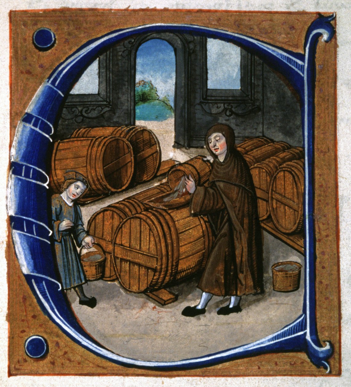 Fabricação de vinho. cerca de 1450 (miniatura) de Unknown artist