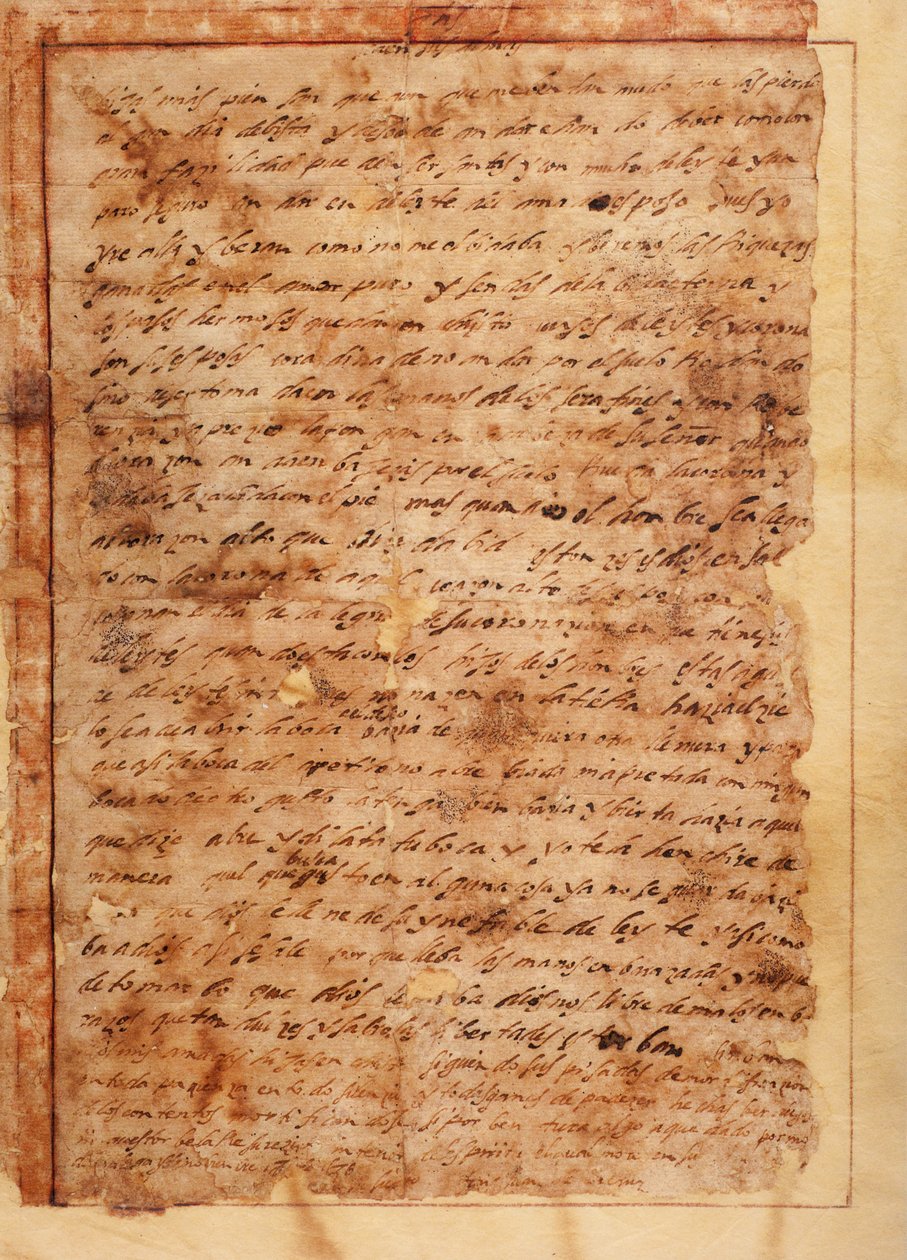 Manuscrito. Carta nº 7 aos monges de Beas de Segura (Carta nº 7 de São João da Cruz de Málaga às freiras de Beas de Segura). Papel. 18 de Novembro de 1585. de Unknown artist