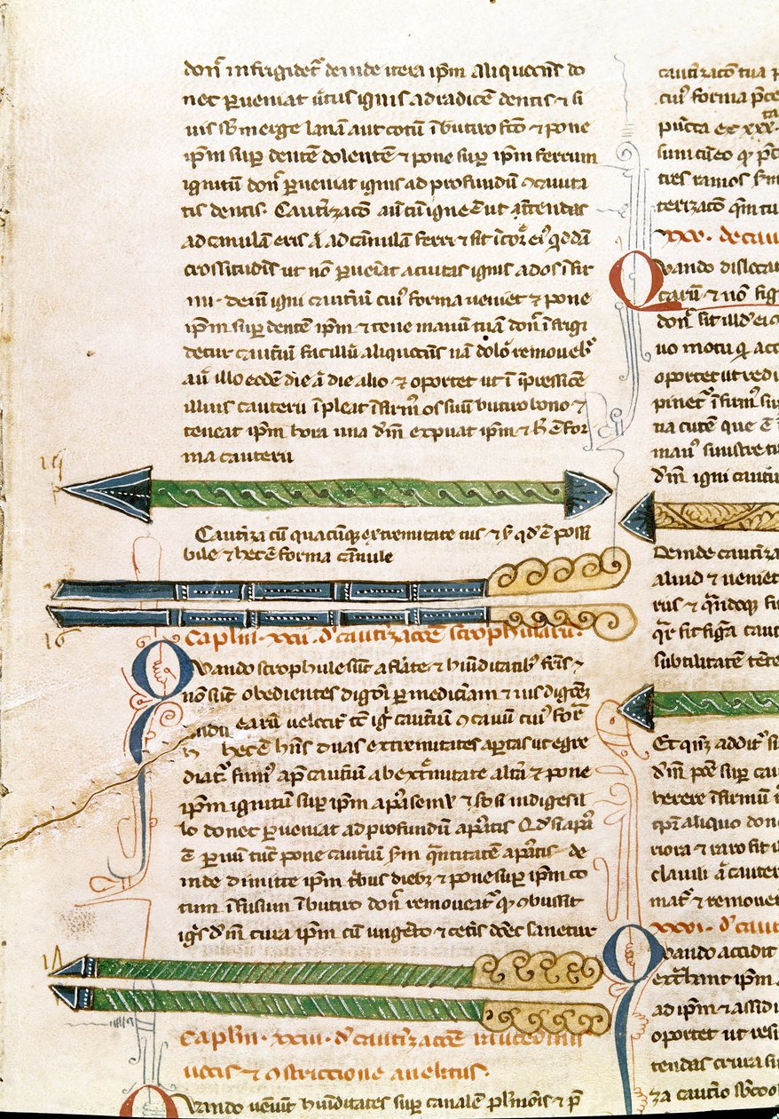 Página manuscrita "Cirurgia" (MS. LAT.VII XXXII-3023) por Guillaume de Salicet (Guglielmo da Saliceto) (1207-1270) monge e médico. Século XIV Biblioteca Marciana Veneza de Unknown artist