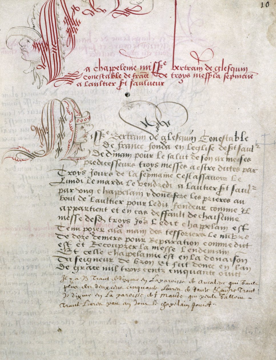 Manuscrito relacionado com Du Guesclin (Duguesclin) Bibliotheque Municipale de Dinan. de Unknown artist