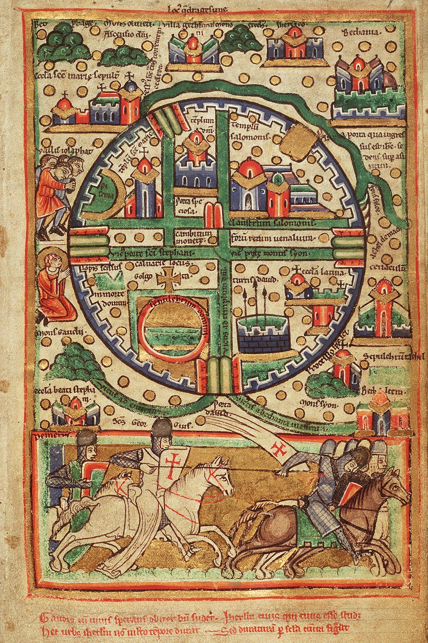 Mapa de Jerusalém Crusader de Unknown artist