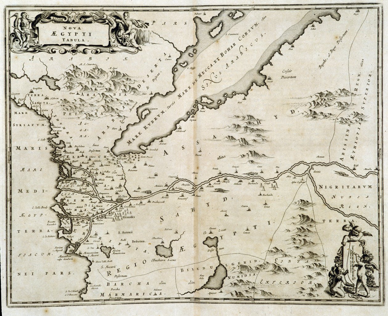 Mapa do Egito - gravura por Dapper de Unknown artist