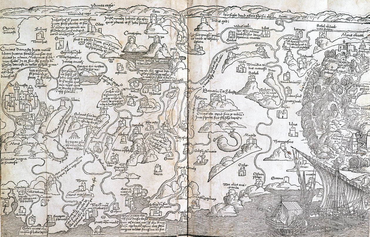 Mapa da Palestina - em "As Santas Peregrinações" de Bernard de Breydenbach de Unknown artist