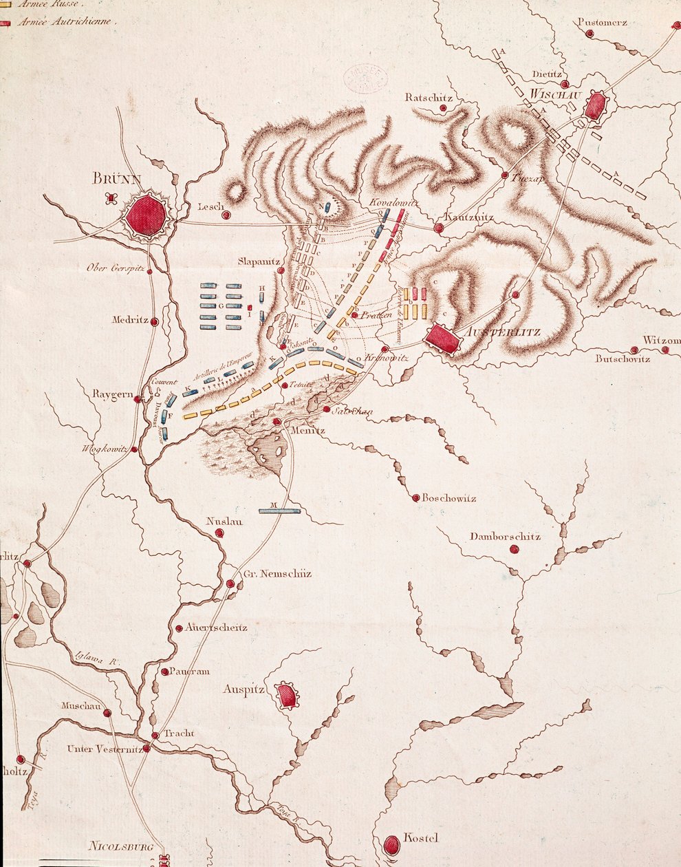 Mapa da batalha de Austerlitz, 2 de Dezembro de 1805 de Unknown artist