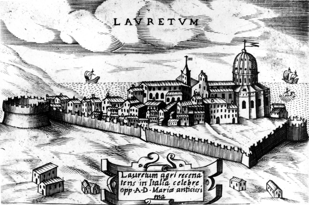 Mapa da cidade de Loreto (Laurentum), gravura do século XVI. de Unknown artist