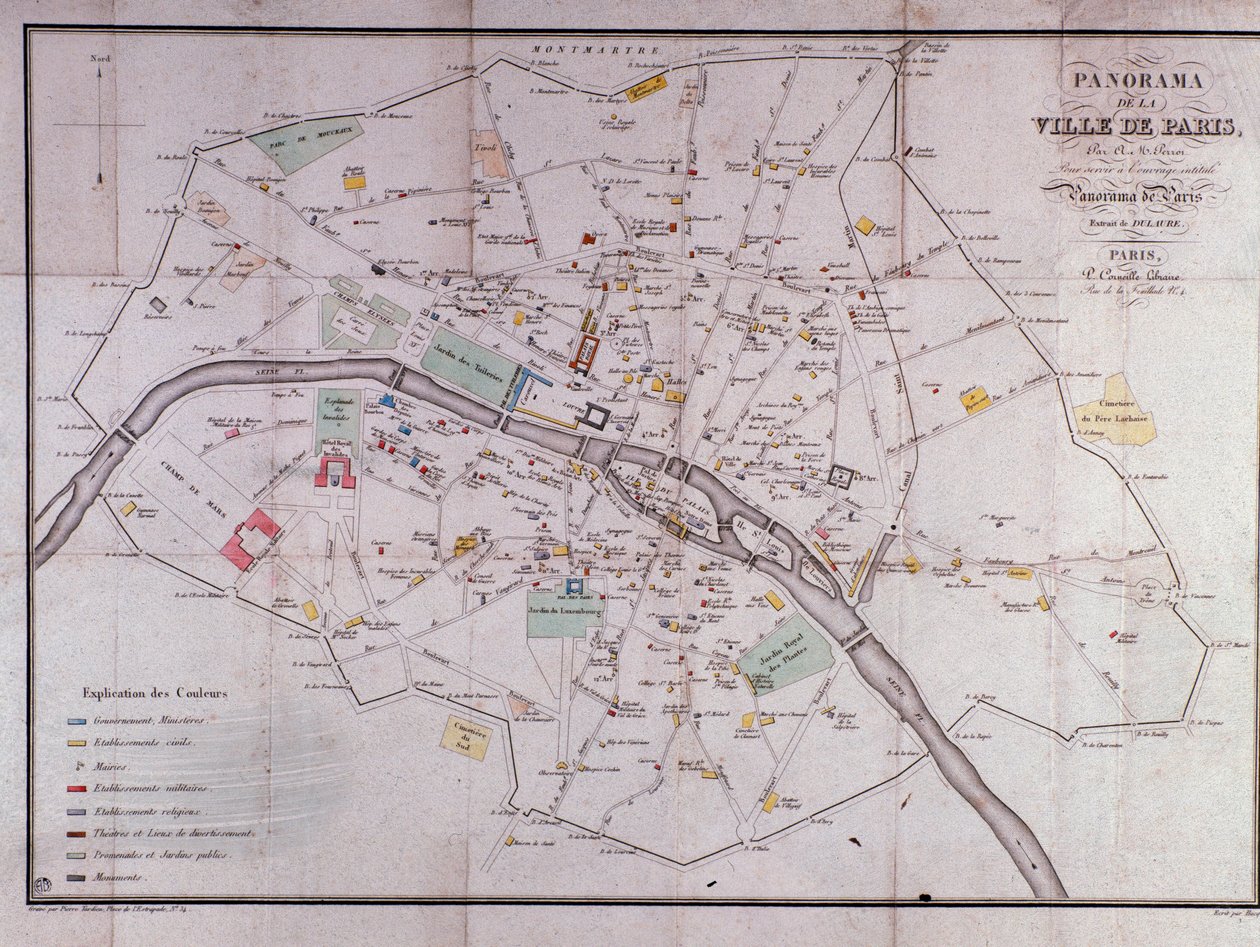 Mapa da cidade de Paris, em 1840. de Unknown artist