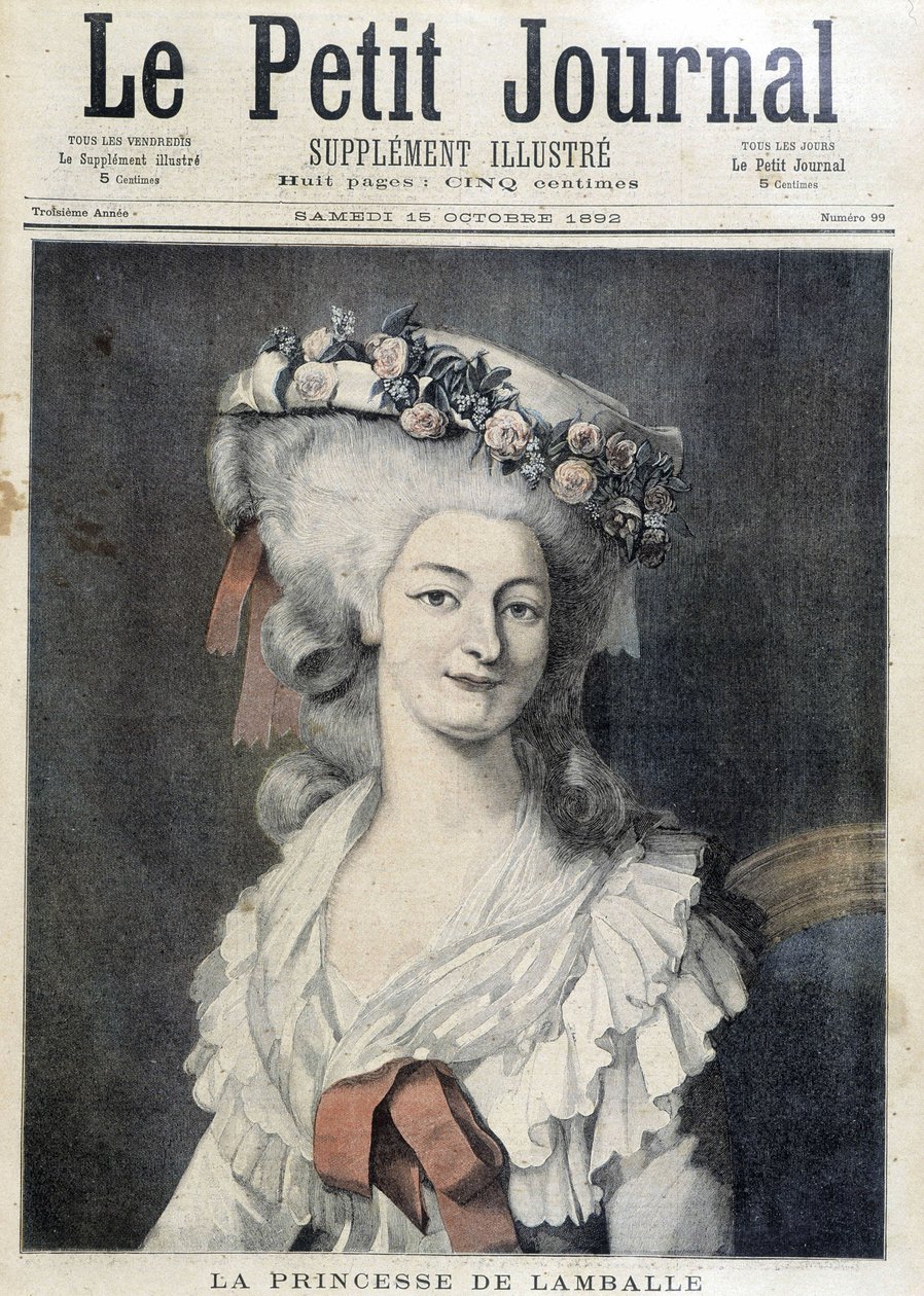 Marie Therese de Savoie Carignan (1749-1792), Princesa de Lamballe - Couv "The Petity Journal". de Unknown artist