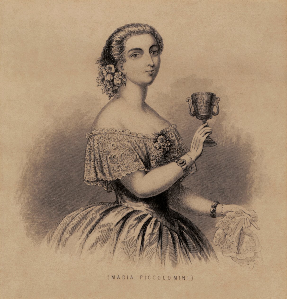 Marietta Piccolomini - retrato da soprano italiana de Unknown