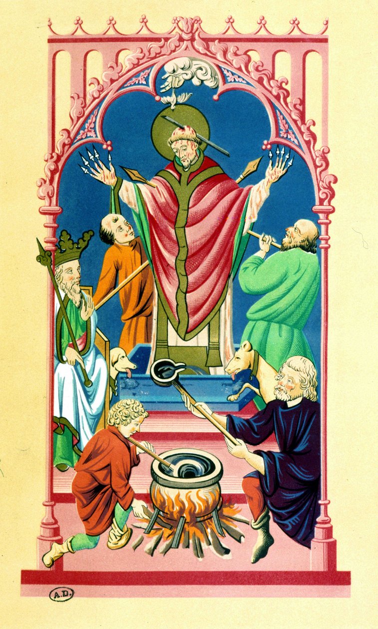 Martírio de Saint Benigne - segundo uma miniatura, por volta de 1439. de Unknown artist