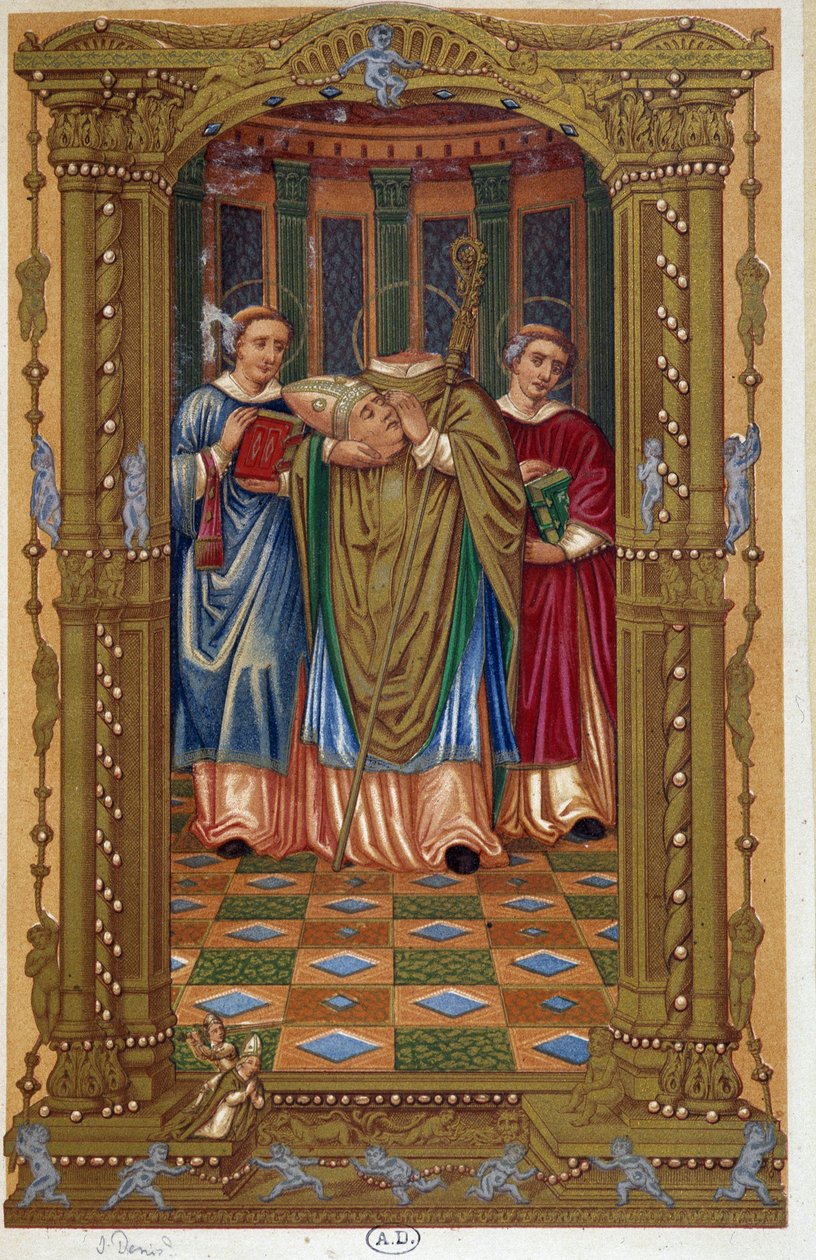 Martírio de São Denis (segurando a cabeça nos braços), depois do documento do século XVI. de Unknown artist