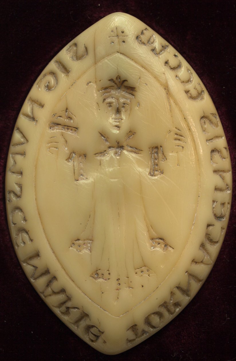 Matriz do selo do capítulo de Tournai. Usado desde o século XII. Com a imagem do rei merovigiano Chilpéric (marfim). de Unknown artist
