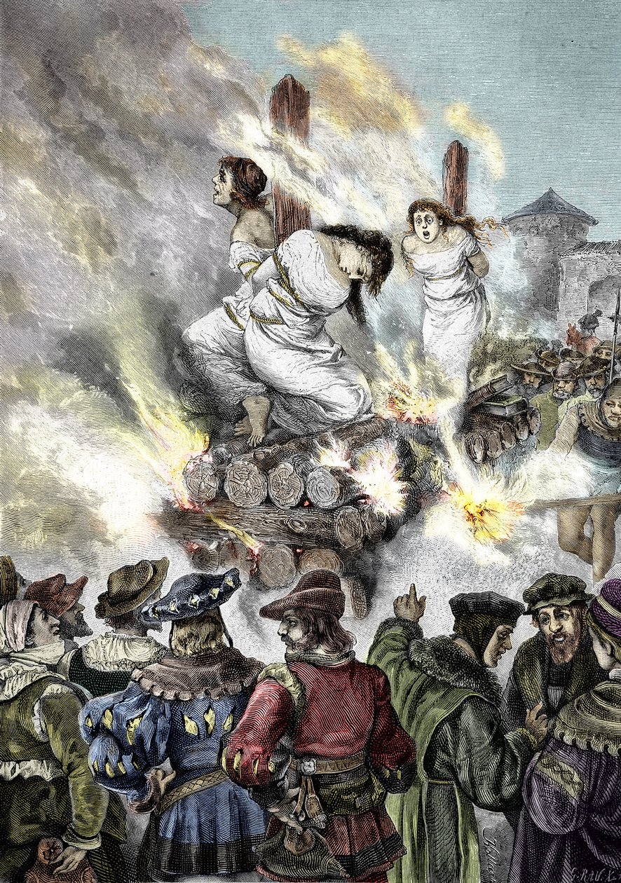 Inquisição medieval: Queima de bruxas numa cidade francesa de Unknown artist