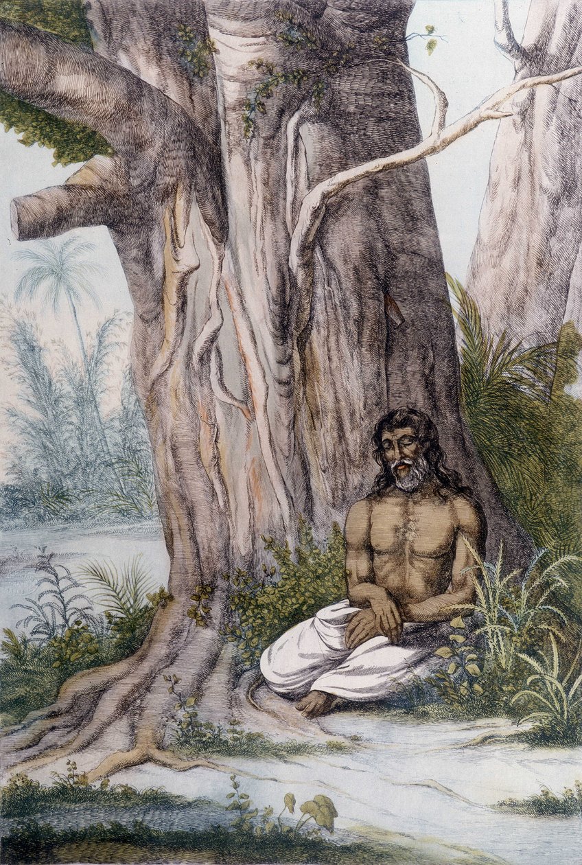 Meditação ao pé de uma árvore, Índia. de Unknown artist