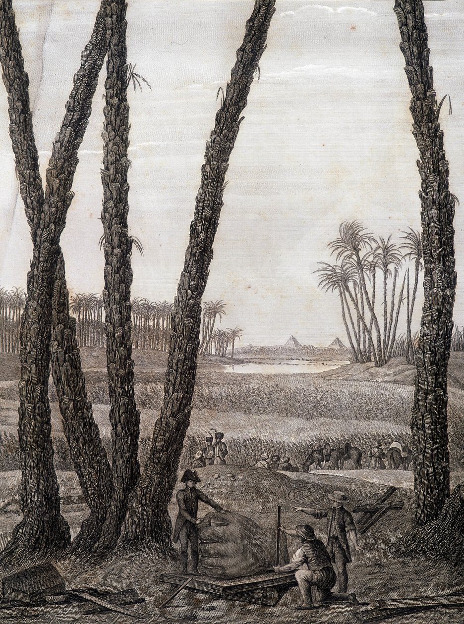 Memphis, vista das ruínas (cientistas e artistas trabalhadores) - em "Descrição do Egito", Edições Imperiais de Unknown artist