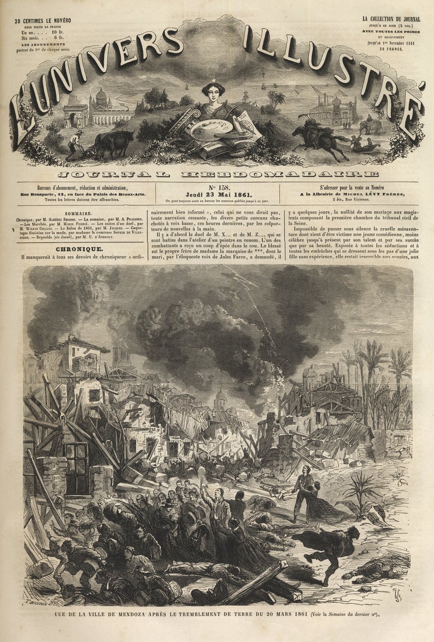 Mendoza, Argentina - Terremoto de 1861 - Seisme de 1861 a Mendoza - Argentina - 20 de março de 1861 - O Universo Ilustrado em 1861 - de Unknown artist